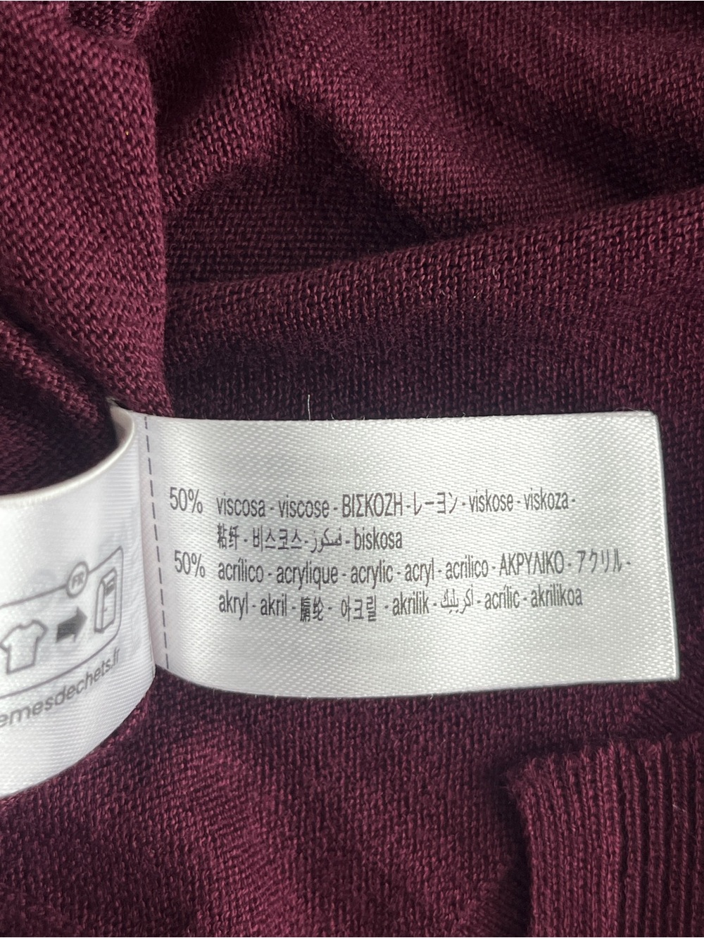 Zara Long Sleeve Crewneck fine knit Top - Deep Wine / Burgundy size XL - Picture 7 of 11